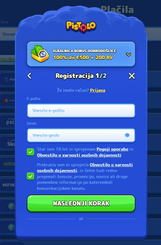 Pistolo Casino Registration