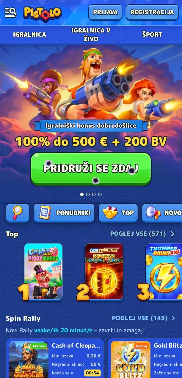 Aplikacija za igralnico Pistolo